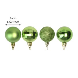 Christmas Ball Baubles Assorted Pendant Shatterproof Ball Ornament Set Seasonal Holiday Wedding Party Decorations(24 pcs, 4 cm) Green Christmas Ball