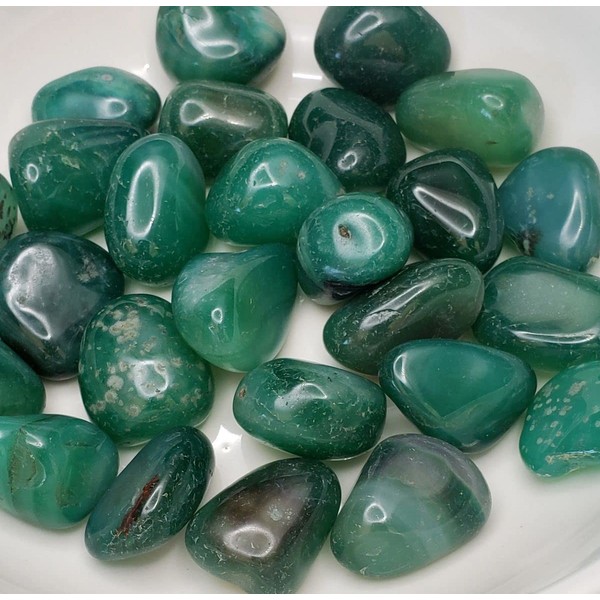 Pachamama Essentials Green Agate Tumbled - Healing Stone - Crystal Healing 20-25mm (5)