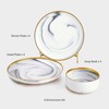 Pokini Marble Gold Rim Dinnerware Sets, Porcelain Plates and Bowls