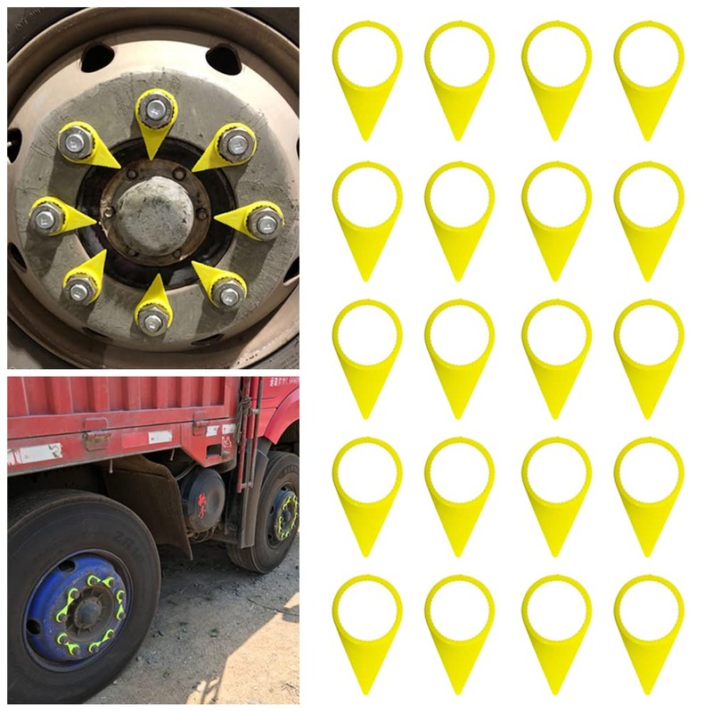 21mm Yellow Wheel Nut Indicators Truck Safety 25 Pack Loose