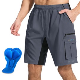 Men's Mountain Bike Shorts 3D Padded Bicycle Biking Shorts Quick Dry Lightweight MTB Cycling Shorts (Greyblack, XL)