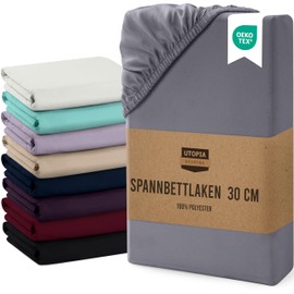 Utopia Bedding - Fitted Sheet 200 x 200 cm up to 30 cm - Grey - Brushed Microfibre Fitted Sheet - Oeko Tex Standard 100