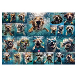 Dog Jigsaw Puzzle for Adults 1000 Piece, Funny Puppy Animal Jigsaw Puzzles, Fun Cool Silly Puzzle with Underwater Dogs