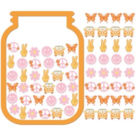 73 Pcs Groovy Magnetic Reward Jar for Kids Classroom Behavior Management Tools Hippie Style Magnetic Reward Jar Positive Behavior Chart Potty Chore Training Chart for Home