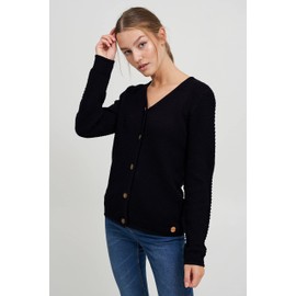 OXMO OXHelga Women's Fine Knit Cardigan Made of 100% Cotton, Black (194007)