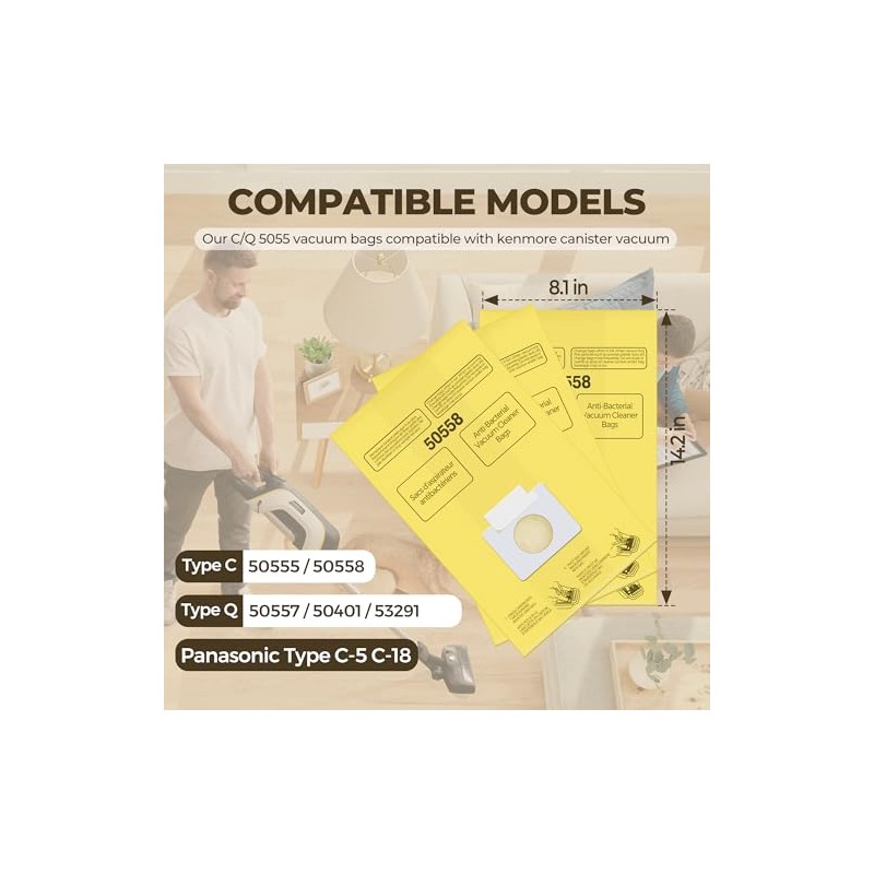Vacuum Bags Replacement for Kenmore Canister C/Q 5055 50555 50557