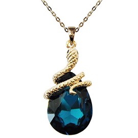 Navachi 18ct Crystal Snake Pendant Necklace, 40,6 cm + 5 cm, Base metal, 18K gold plated, royal