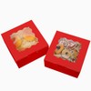 Bakepacker 60pcs Red Bakery Boxes with Window 6x6x3 inches Thick