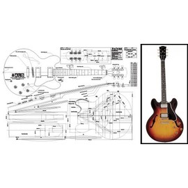 Plan of ES-335 Hollow Body Electric Guitar - Full Scale Print