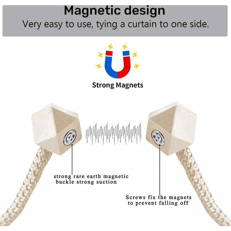 4 Packs Magnetic Curtain Tiebacks for Drapes, H HOME-MART Convenient