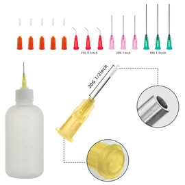 Needle Bottle Applicator 100ml 5Pcs, Precision Needle Tip Glue Bottle with 14 Dispensing Fine Needles and 12 Caps for DIY Craft Refilling Glue, Acrylic Paint, Oil (100ml)
