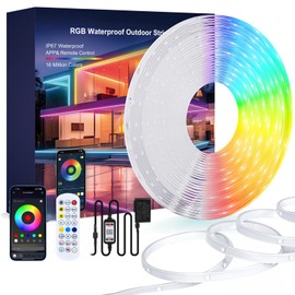 SILFU Outdoor LED Strip Lights, 100FT Waterproof IP67 Led Lights for Bedroom RGB, 24Key 2.4G Remote with App Control, Music Sync Color Changing Rope Lights for Room Decoration
