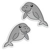 2 x 10cm Cute Manatee Vinyl Stickers - Sea Cow