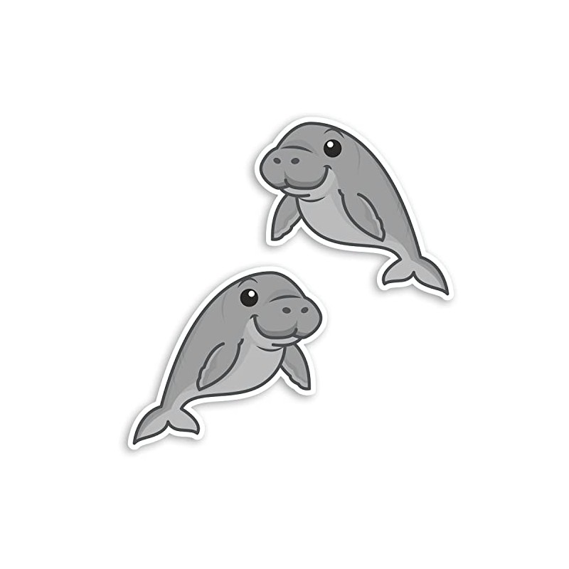2 x 10cm Cute Manatee Vinyl Stickers - Sea Cow
