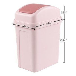 Minekkyes Bote de basura de 10L, bote de basura plástico de cocina con tapa (rosa)