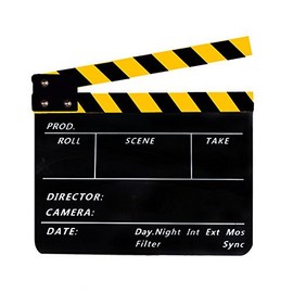 Acrylic Clapboard Dry Erase Director Film Movie Cut/Action Clapper Board Slate with Yellow/Black Sticks 9.6 11.7"