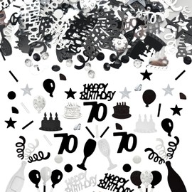Confetti 70th Birthday Decoration, 70th Table Decoration Birthday Decoration Confetti, Confetti Decoration 70th Decoration, Table Decoration 70th Birthday, Confetti Confetti Birthday Black and Silver