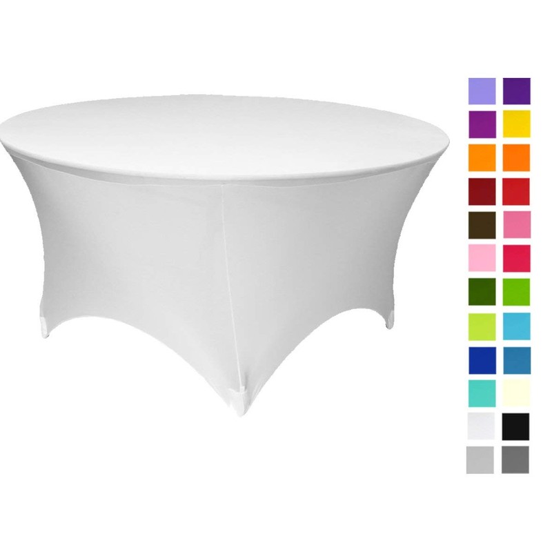 podlinen WHITE spandex stretch cover tablecloth for 6ft foot round