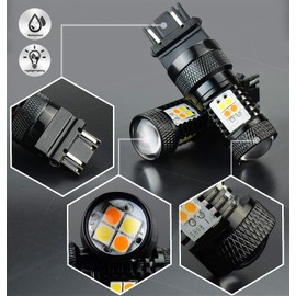 JDM ASTAR Extremely Bright 3030 Chipsets White/Yellow 3157 3155 3457 4157 Switchback LED Bulbs with Projector For Front Turn Signal Lights/DRL(Daytime Running Light)