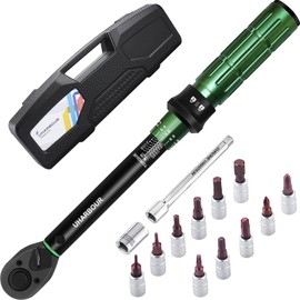 Uharbour Torque Wrench Bicycle 1-25 Nm, Torque Wrench 1/4, Bicycle Torque Wrench Set with Bits and Extension Rod for Bicycle, ±3% Error Accuracy Torque Wrench Small