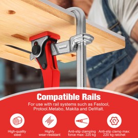 2 x Clamp Guide Rail, Lever Clamp Table Clamp with Lever Handle, Hold-Down Holder, Quick Release Clamp with 160 mm Capacity, 60 mm Throat Depth Clamps, Clamps & Tensioners, Grinding, Cutting Table