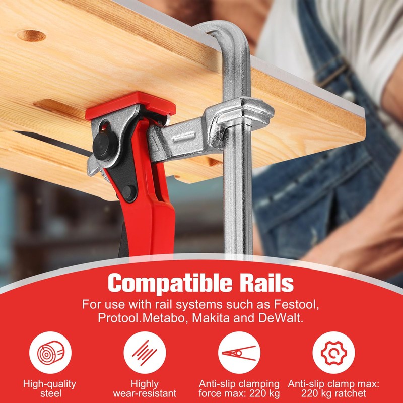 2 x Clamp Guide Rail, Lever Clamp Table Clamp with