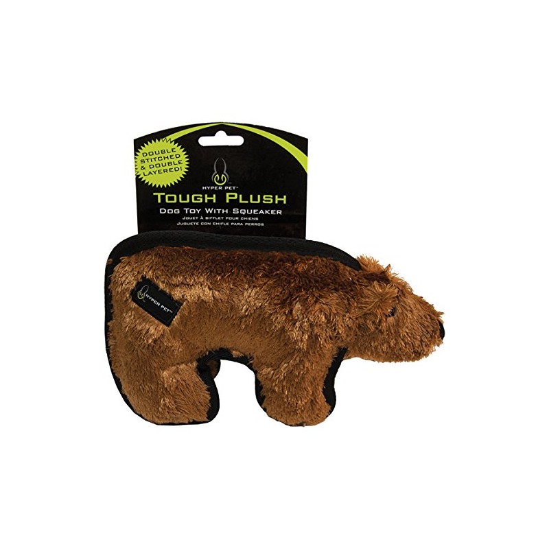 Hyper Pet Tough Plush Brown Bear Durable Dog Toy with