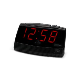 Acctim Wade LED Red Display Digital Alarm Clock with Smart Connector® Technology in Black