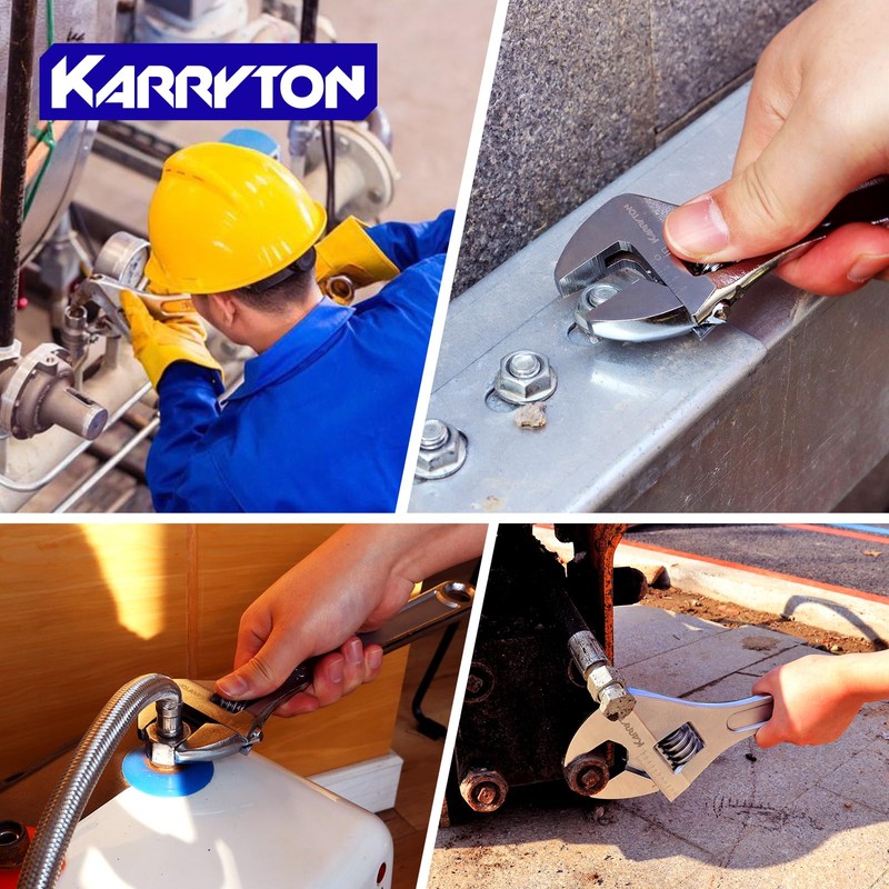 KARRYTON 15" Inch Adjustable Wrench with 1-3/4"(44mm) Max Jaw Opening