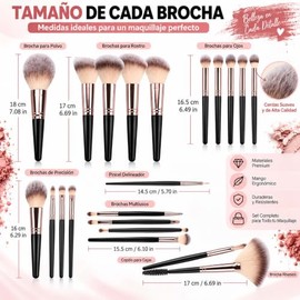 Set de Brochas para Maquillaje 20 Piezas con Estuche(Oro negro)