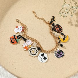 Blingsoul Nightmare Gold Charm Bracelet - Before Christmas Jack Skull Merchandise Gold Chain Bracelet For Women Jewelry Gift | Nigtmare Christmas 3 | Gold