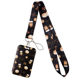 Coffee Lanyard for ID Badge Holder, Sweety Kanelbullar Keychain Lanyard for Keys Name Tag for Office Staff Teachers Employees