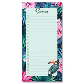 PartiKraft Tropical Toucan To Do List Notepad - 50 Sheet DL Note Pad - Remember Shopping List (1 x Notepad)