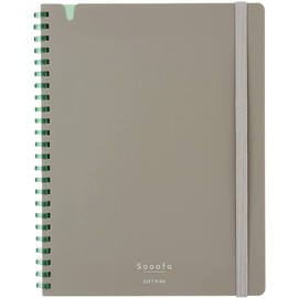 Kokuyo Sooofa Soft Ring Notebook, A5 Modified, 0.2 inch (4 mm) Square Ruled, Cut-off, 80 Sheets, Warm Gray, SV738S4-DM [Bulk Pack of 3]