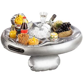 infactory Pool Bar: Floating 2-in-1 Drink and Snack Holder, Inflatable 70 x 50 cm (Inflatable Cup Holder)