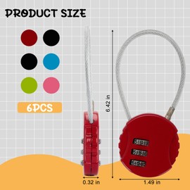 6pcs Digit Combination Locks - Outdoor Waterproof Mini Wire Rope Padlock for Luggage, Backpack, Gym Locker, Toolbox - 6 Assorted Colors