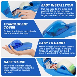 Eagle Automatic Tape Dispenser and Tape Gun with 1 roll 1/2 inch(12mm) and 1 roll 3/4inch （19mm） Tape (Blue)
