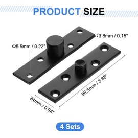 uxcell 4Pcs 360 Degree Rotating Pivot Hinges, 98.5 x 24mm Stainless Steel Centre Shaft Concealed Hidden Hinge for Home Kitchen Swinging Cabinet Doors, Black