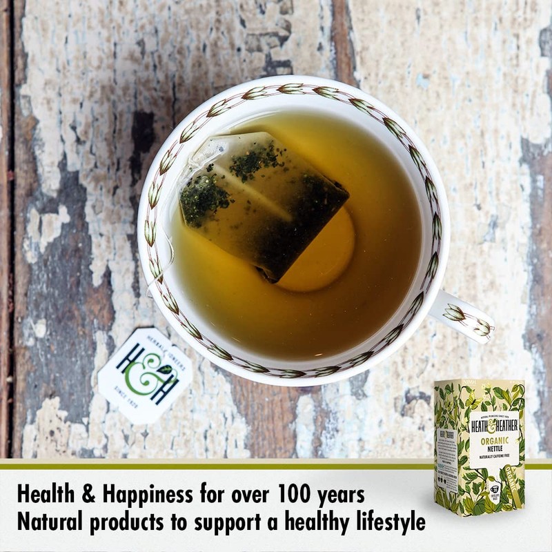 Heath & Heather Organic Nettle Teabags | Individually Wrapped Caffeine-Free