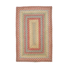 Azalea Premium Jute Braided Area Rug by Homespice, 20" x 30" Rectangular Red - Tan - Beige - Blue, Reversible, Natural Jute Yarn Rustic, Country, Primitive, Farmhouse Style - 30 Day Risk Free Purchase
