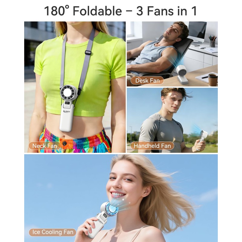 ELORTI Portable Fan, Mini Fan, Personal Fan with Turbo &
