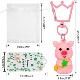 CLTPY Pack of 20 Lucky Pigs Keyrings, Wedding Favours, Thank You Gifts, Comes with Organza Bag and Label Card, Communion, Confirmation and Christening of Decoration