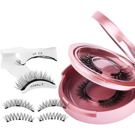 Magnetic Eyelashes, 2 Pairs Magnetic Eyelash Extensions, Reusable Natural Magnetic Eyelash Extensions, No Glue Required, Magnetic False Eyelashes with Applicator (SET-E)