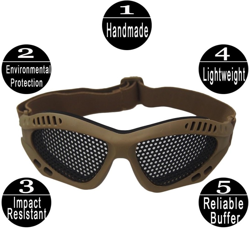 Wokyo Airsoft Mesh Goggles Tactical Safety Goggles Glasses (brown)