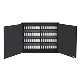 Acrimet Key Cabinet Organizer 64 Positions with Lock (Wall Mount) (64 Smoke Tags Included) (Black Cabinet)