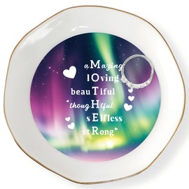 HOME SMILE Jewelry Ring Dish Tray with Dynamic Pattern Shifts for Mom,Unique Mother's Day Gifts,I Love You Mom