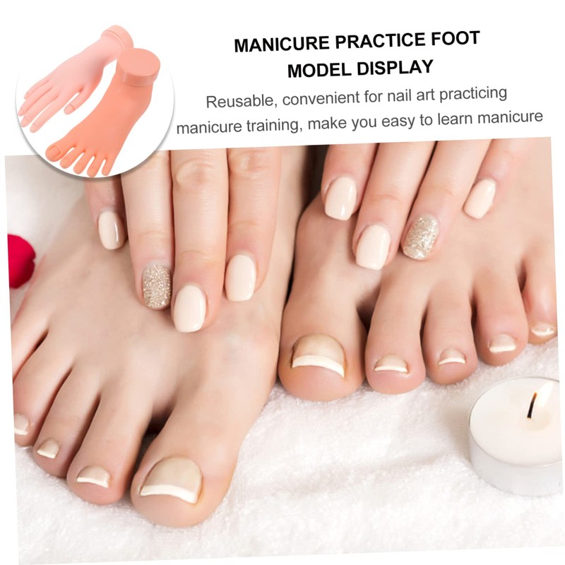 SAFIGLE 2PCS Bendable Fake Nail Practice Hand and Foot Models