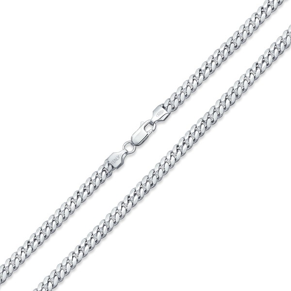 Solid .925 Sterling Silver 150 Gauge 5MM Heavy Curb Miami