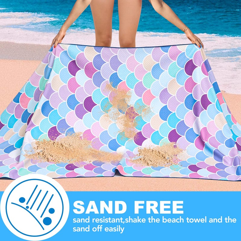2 Pack Microfiber Beach Towel, Oversized Pool Towel 75”x 35”,