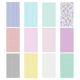 Gartful 3mm Gem Stickers, 5400PCS Rhinestone Stickers for Crafts, 12 Embellishment Rhinestone Sheets Self Adhesive Jewel Crystal Gem Stickers for Scrapbooking, Nail, Makeup, Festival